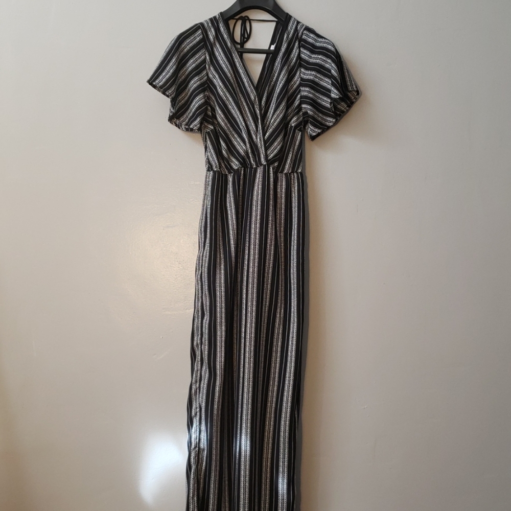 Black and White Striped Jumpsuit